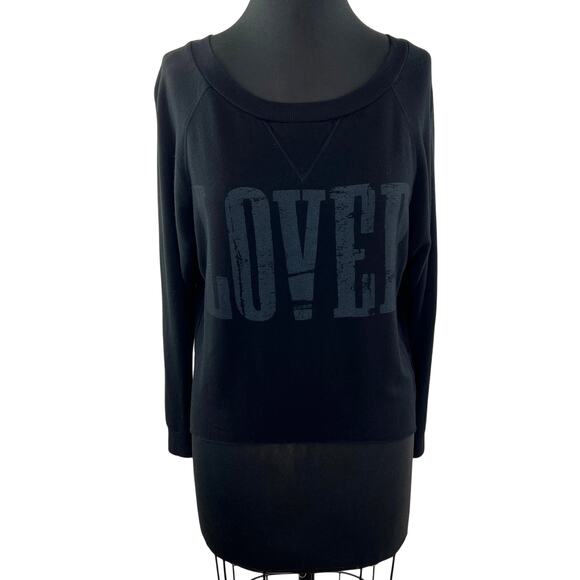 Haute Hippie LOVER Sweatshirt Black Long Sleeve Graphic Print Crewneck Size XS - Picture 1 of 10